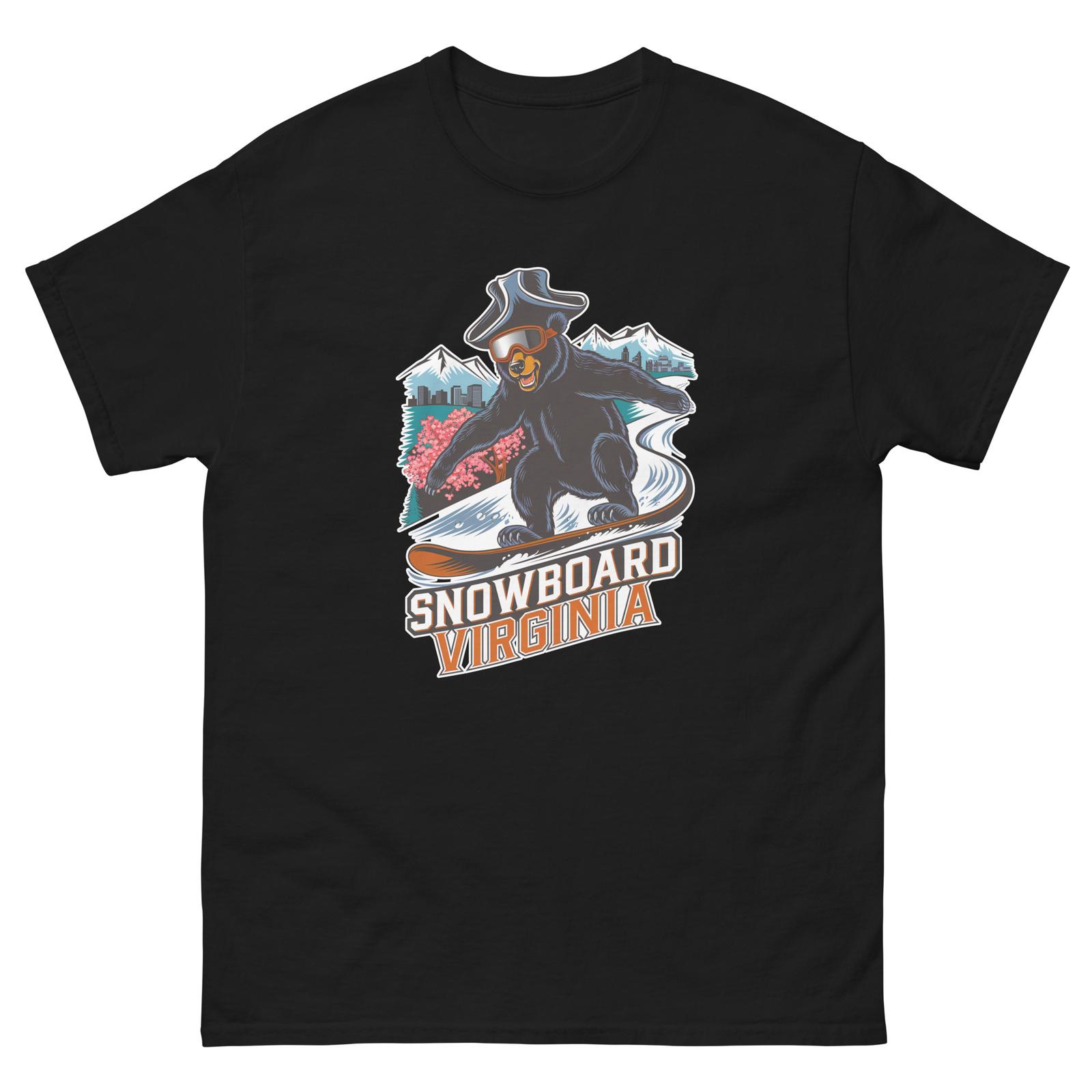 Snowboard Virginia Bear USA Snowboarding Animal T-Shirt S