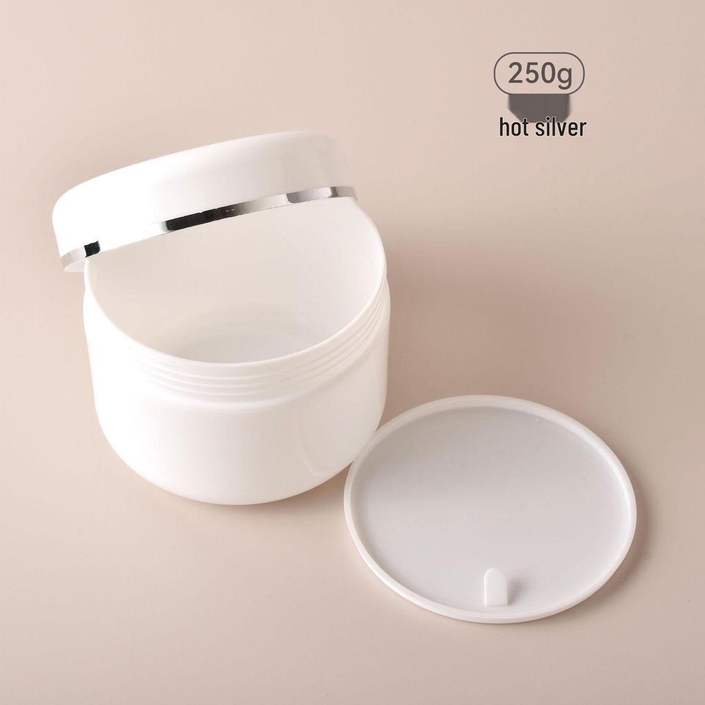 PP Cremetiegel mit Silberrand - Nachfüllbare Behälter (250g, 100g, 50g, 20g) Heißfolienprägung Creme-Box.