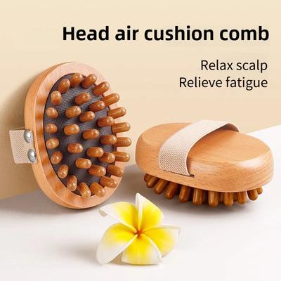 Body Anti Cellulite Brush Soothing Wooden Essential Oil Spa Air Cushion Massage Hair Comb Scalp Massage Brush Body Massager