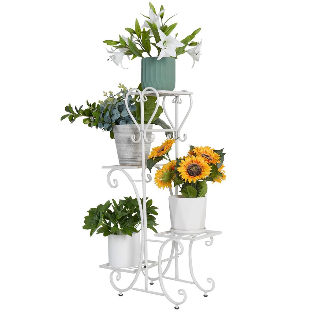 Flower Flower Planter Flower Ornamental Plant Flower Gardening Potted Flower Pot Stand Stand, Iron, White, Stylish, Indoor, Gardening, Shelf, Rack,
