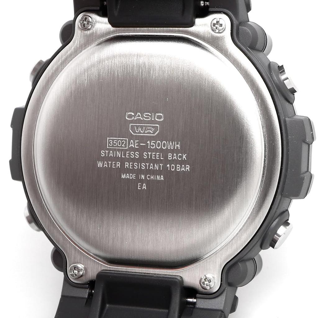 Casio Standard Digital Wristwatch Black with Green Overseas Used AE-1500WHC-1AV Men's, LCD, Model,