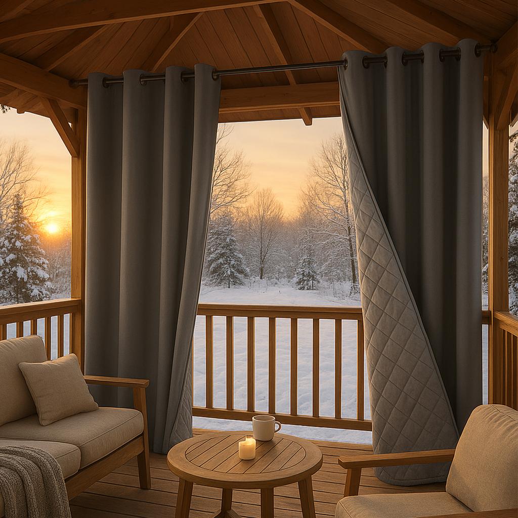 1 Stück – Wintergardinen aus gefütterter Baumwolle, dick gepolstert, warm und lichtundurchlässig, für Wohnzimmer, Schlafzimmer und als Außendekoration