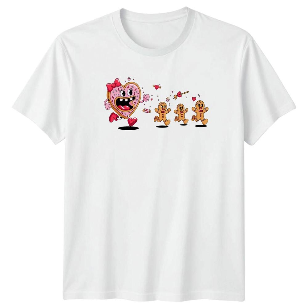 Valentines Heart Chasing Gingerbread Unisexs TShirt Baking Valentines Day S