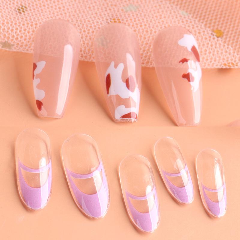 1 arkusz Ultra cienka geometria 3D nieregularna wirująca fala krowa naklejka do Manicure w stylu francuskim wzory pasków naklejka na linię paznokci