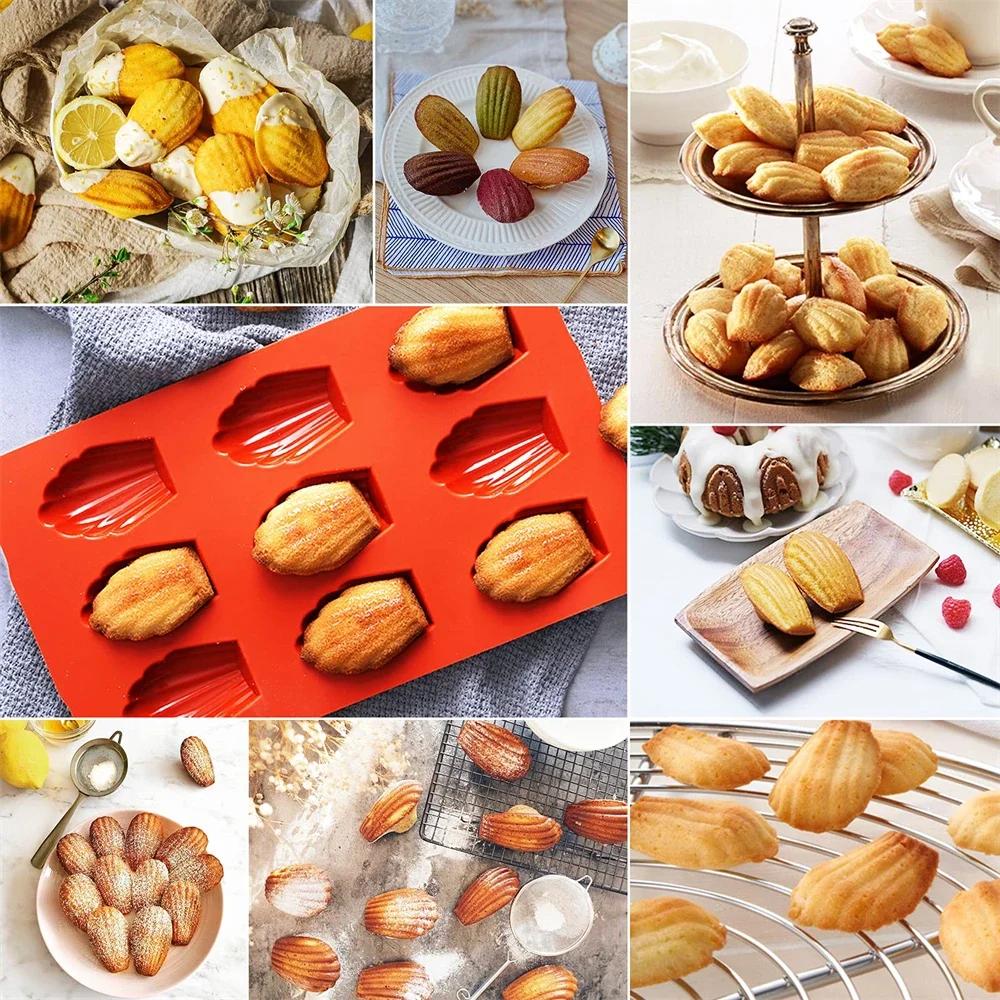 Silicone Madeline Cookies Pan 9 Cavities Madeline Mold Nonstick Baking Pan for Make Madeleine Cookies Baking Tool