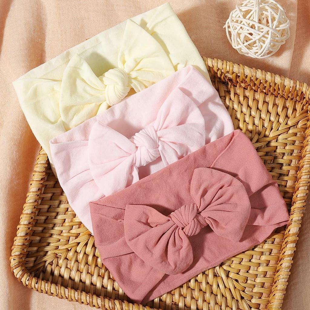 3 Stück/Set Süßigkeitenfarbe Baby-Stirnband Niedliche Schleife Weich Elastisch Neugeborene Baby Jungen Mädchen Haarband Kopfschmuck Baby Haaraccessoires