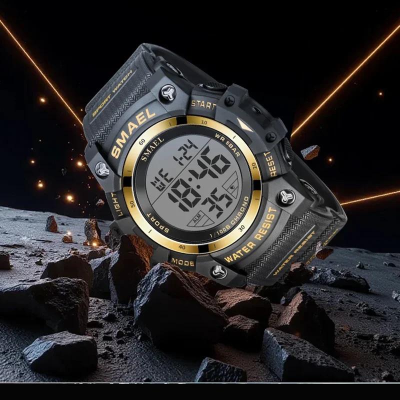SMAEL 8123 Swimming Sport Watches for Men Alarm Clock Stopwatch Digital Watch LED Sports Watches Men's Wristwatch 50m Waterproof