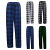 Mens  Winter Plaid Printed Pants Full Length Long Trousers Sports Pants