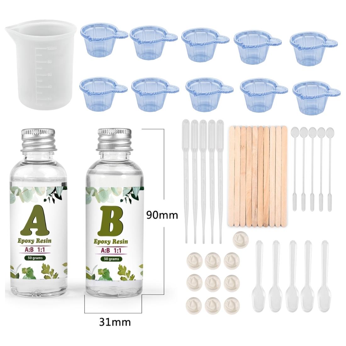 

AB Crystal Epoxy Resin Glue Small Bottle 3:1/1:1 AB 1 Set Resin Molds Making Tools Starter Set DIY Tools Kits Stirring Stick