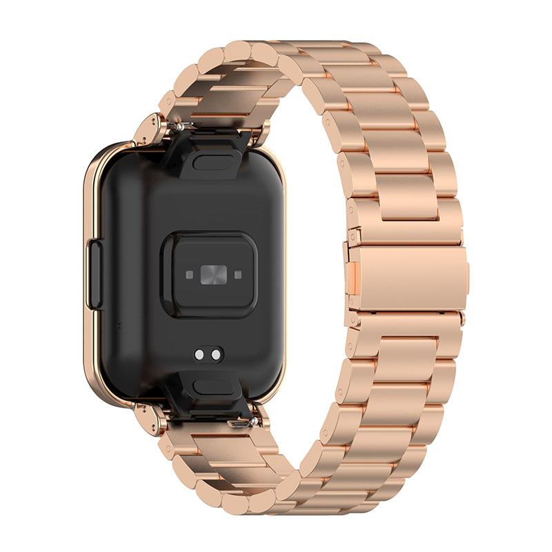 

For Xiaomi Redmi Watch 2 Lite Metal Three Beads Wrist Strap+Watch Case Black
