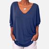 women's Loose Batwing 3/4 Sleeve V Neck Button Decor Casual Tunic Top Oversized Blouse
