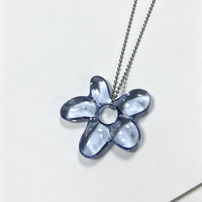 Transparent Resin Flower Pendant Necklace Metal Chain Multi Colors Daily Wear Party Gift For Women Girls