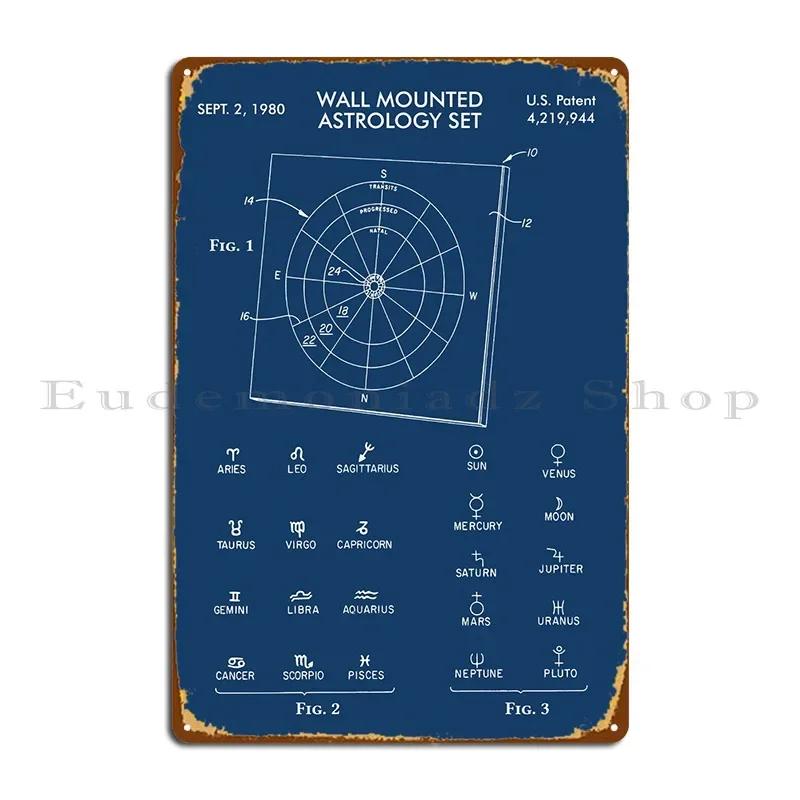 Astrology Patent Blue Metal Sign Plaques Customized Cinema Bar Mural Tin Sign Poster 20x30cm(7.8x11.8inch)