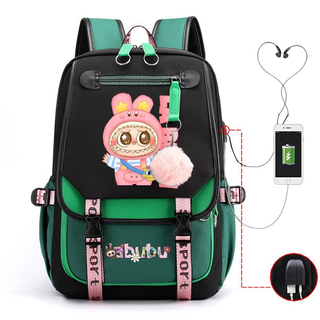 Cute LABUBU cartoon printed backpack for junior high school students with large capacity ins wind school bag