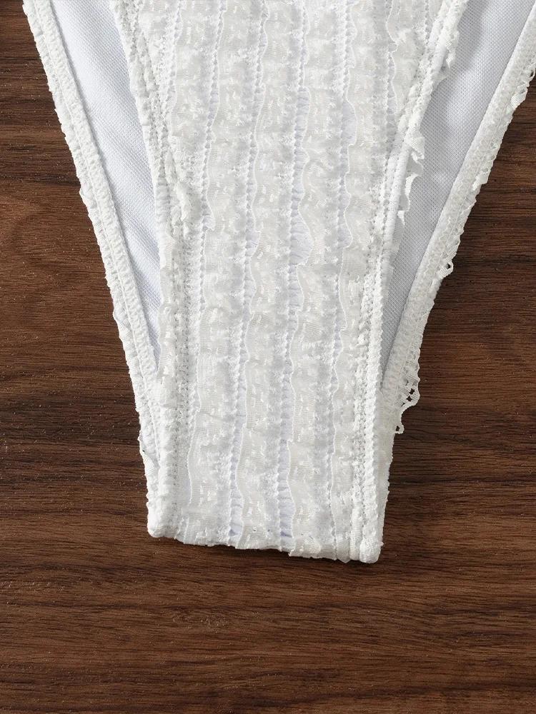 2025 New Summer Swimwear Bikini Set Sexy Laced Up Backless Bikini 2 Piece Set Women Solid Split Waist Beach Vacation Bikini