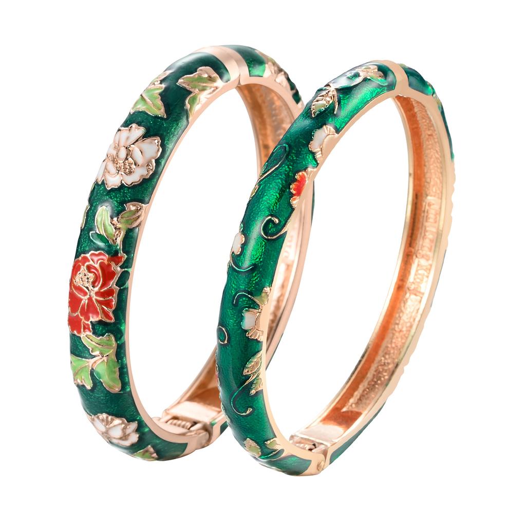 Pulseras esmaltadas para mujer, brazaletes de flores para mujer, pulsera vikinga china india, joyería africana, regalo para mujer de Dubái