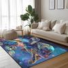 Galaxy Theme Sea Turtle Rug for Kids Bedroom, Animal Print Playroom Carpet, Non-Slip Floor Mat for Children