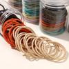 50Pcs/Box Simplicity Hair Band High Elasticity Rubber Band for Women Durable Hair Rope Canned Headband High Ponytail Hair Ties