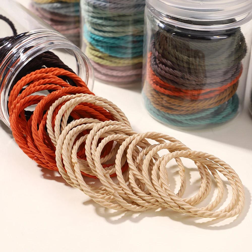 50Pcs/Box Simplicity Hair Band High Elasticity Rubber Band for Women Durable Hair Rope Canned Headband High Ponytail Hair Ties