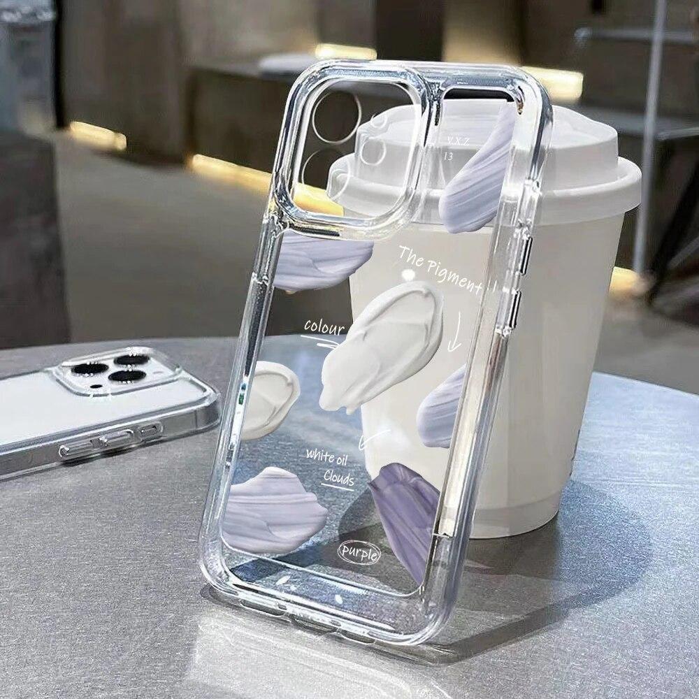 For iPhone 15 Pro Case Silicone Case For iPhone 13 Case iPhone 14 12 11 Pro Max XR XS X 7 8 SE Oil Painting Transparent Cover