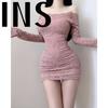 Drunken Cellar's New Plus-size, Pure and Sensual Lace One-shoulder Dress with a Feminine Touch and a Tight, Hip-hugging Short Skirt