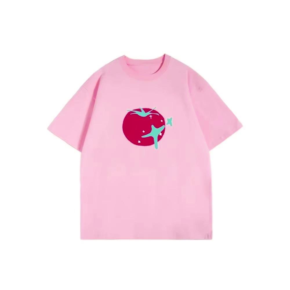 New Styles Aesthetic Tomato Printed T-shirt Casual Fashion Vintage Graphic Cute Women's Tops Clothes Autumn and winter innerwear