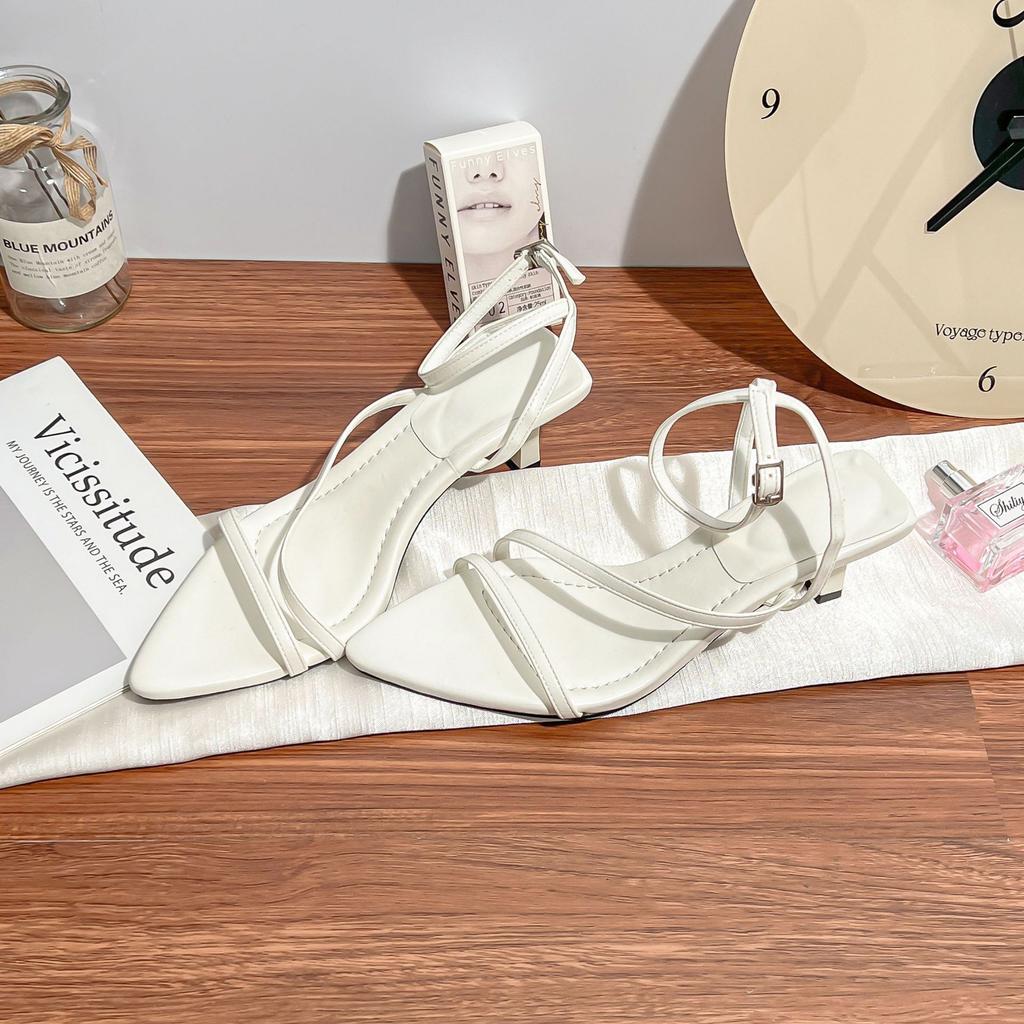 High-heeled sandals women's thin heels high-end temperament pointed women's shoes 2025 summer new fairy style casual shoes children