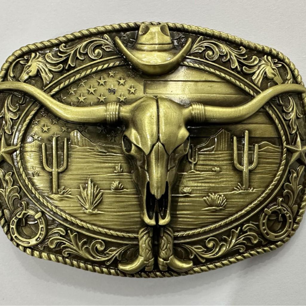 Cowboy Adler Stierkopf Zink Schnalle