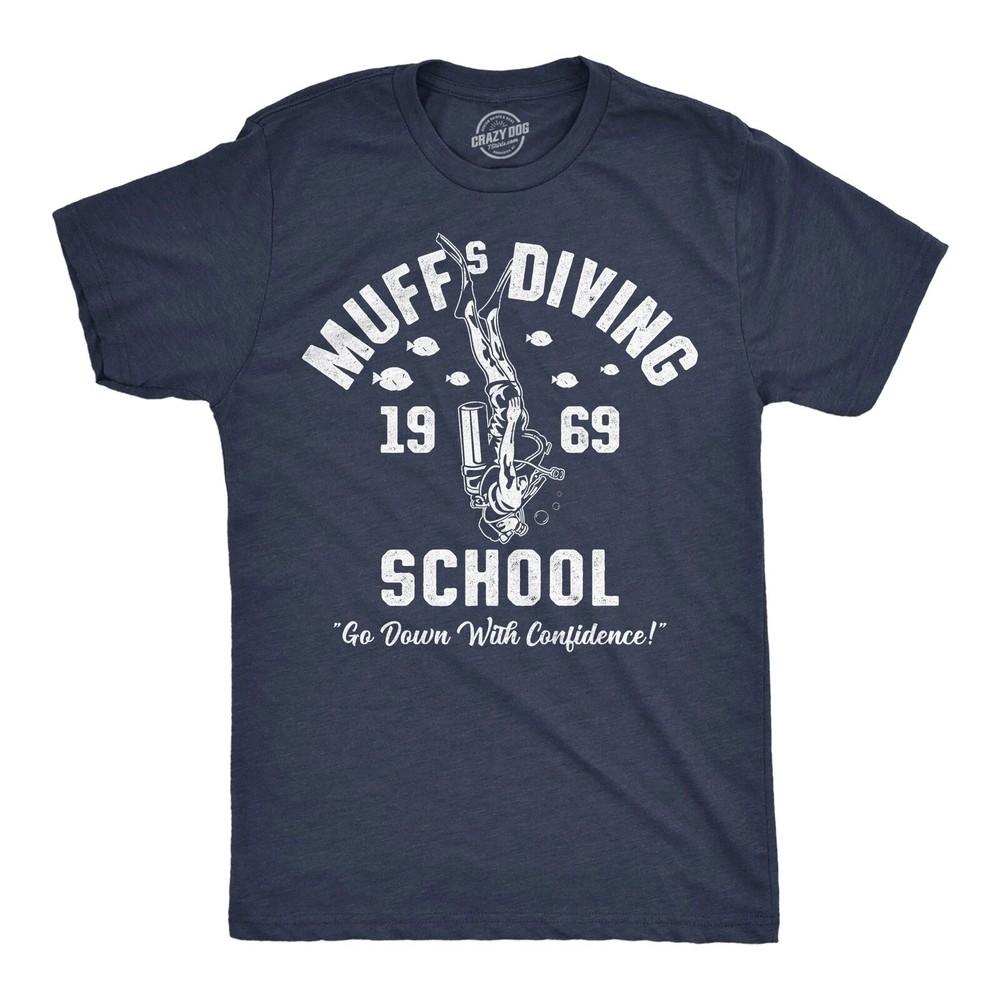 

Muffs Diving School T-Shirt Funny Graphic Novelty Joke Tee for Men Unisex T-Shirt XXXL