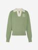 LORDLOAR Signature Color Block Collar Long Sleeve Knit L/Khaki