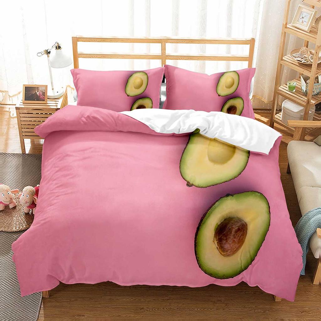 Avocado Duvet Cover Set Fresh Fruit Pattern Comforter Cover Double Single Size For Kids Teen Adults Bedding Set With Pillowcase