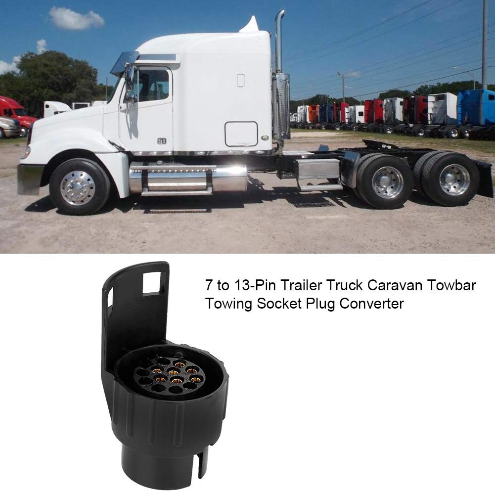 Duokon ABS 7 bis 13 Pin Anhänger LKW Wohnwagen Anhängersteckdose Stecker Konverter Adapter (Schwarz)