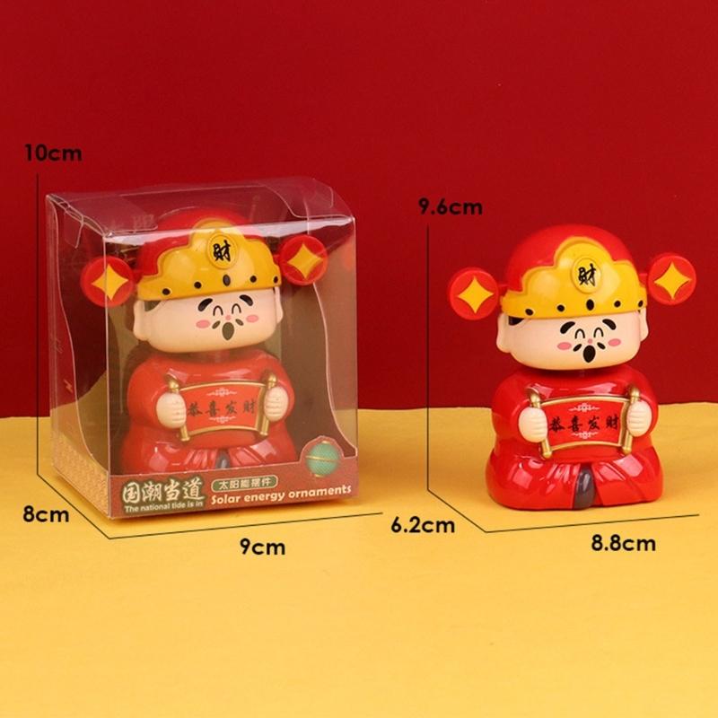 God of Wealth Solar Powered Dancing Toy Cai Shen Car Shaking Head Dancer Doll God of Wealth Toy Figurine Desk Decors