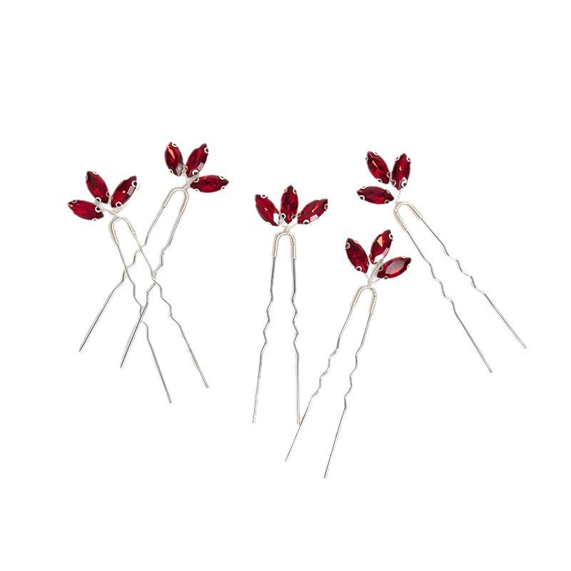 European & American Green Rhinestone Hairpin: Elegant U-Shaped Wedding Hair Accessory for Qipao Dresses.