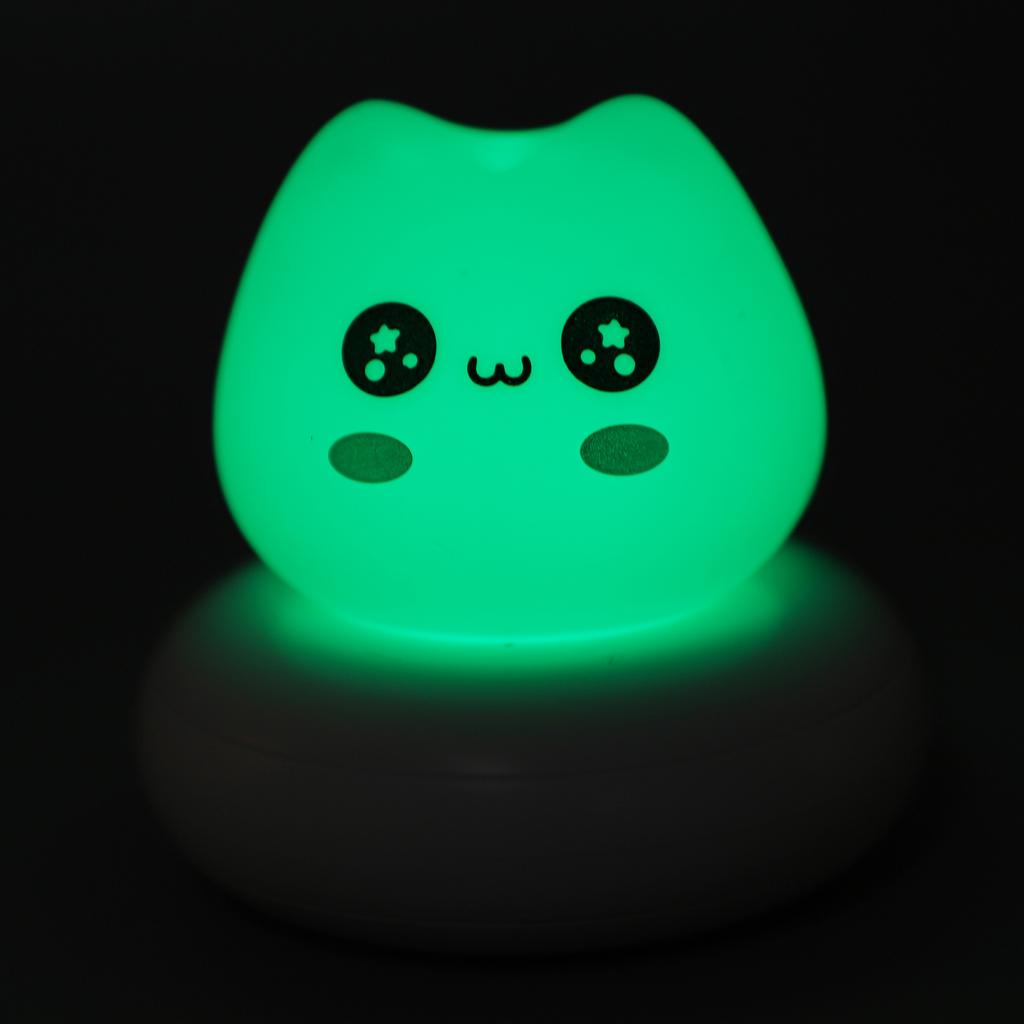 LED Cat Night Light for Kids Battery Powered Multicolor Tap Light Up Silicone Cute Cat Nursery Night Lamp for Baby Children Toddlers