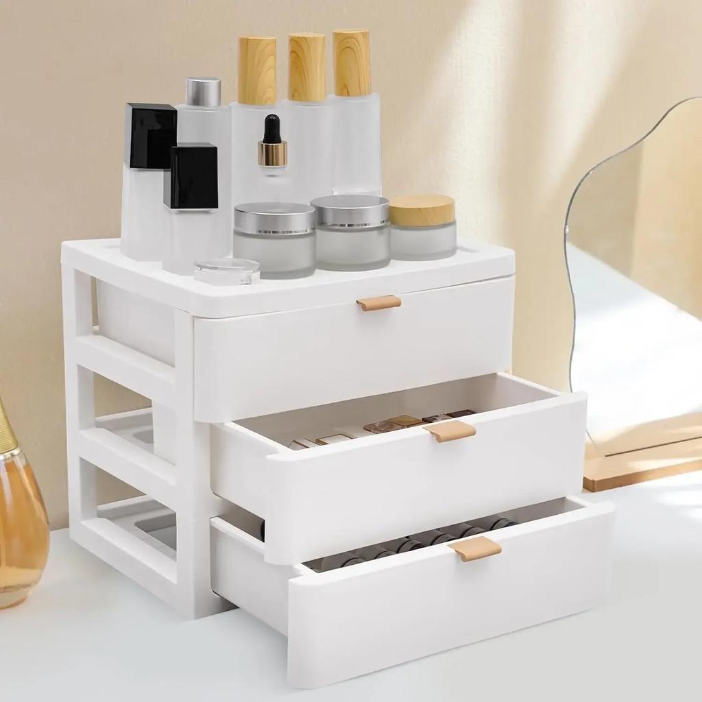 Desktop Storage Box Desk 3-layer Jewelry Box Organizer Jewelry Box With Drawer, Chest of Drawers for Books, Jewellery, Cosmetics