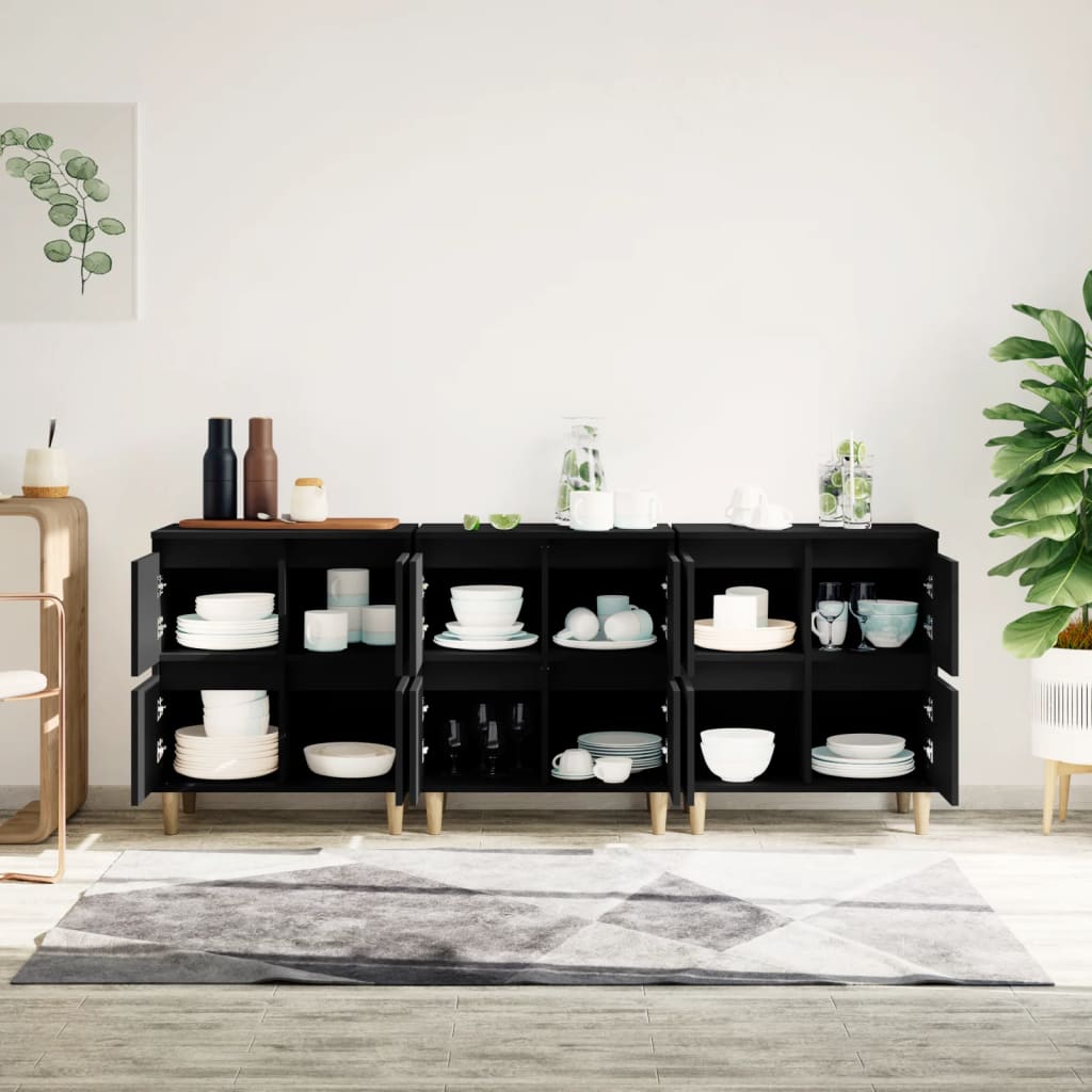 Sideboards 3 pcs Black 60 x 35 x 70 cm Engineered Wood