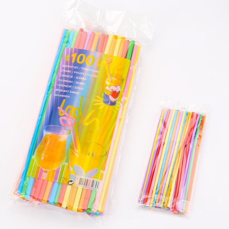 2 Packs (100pcs/pack)  Colorful Drinking Kunststof Straws Bar Party Wedding Kitchen Pajitas Plastique Beverage Straw