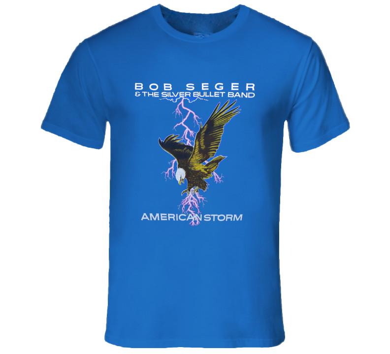 Bob Seger amp; The Silver Bullet Band American Storm Tour Cotton Blue Shirt MM940 Unisex T-Shirt XL