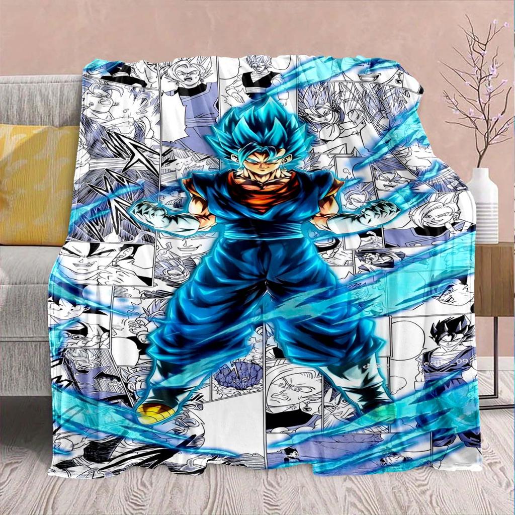Dragon Ball Anime Flannel Blanket - Soft Warm Perfect for Sofa, Bedding Camping Travel Office Home Decor -QJY