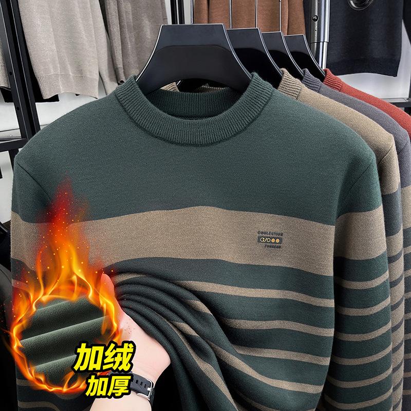 Men s Winter Casual Crew Neck Striped M