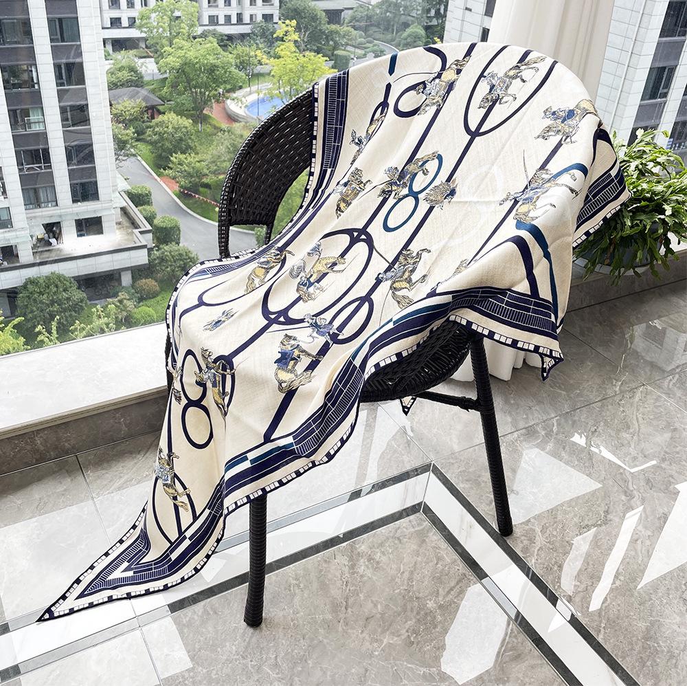 Silk Wool Triangle Scarf – Paris Sketch Design, High-End Mulberry Silk Shawl