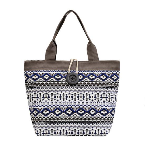Canvas Bag Ethnic for Women Style Pattern Shoulder Bag Retro Casual Tote Handbag Splicing