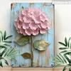 Vintage Blue Hydrangea Iron Wall Art Rustic Metal Sign Home Office Decor