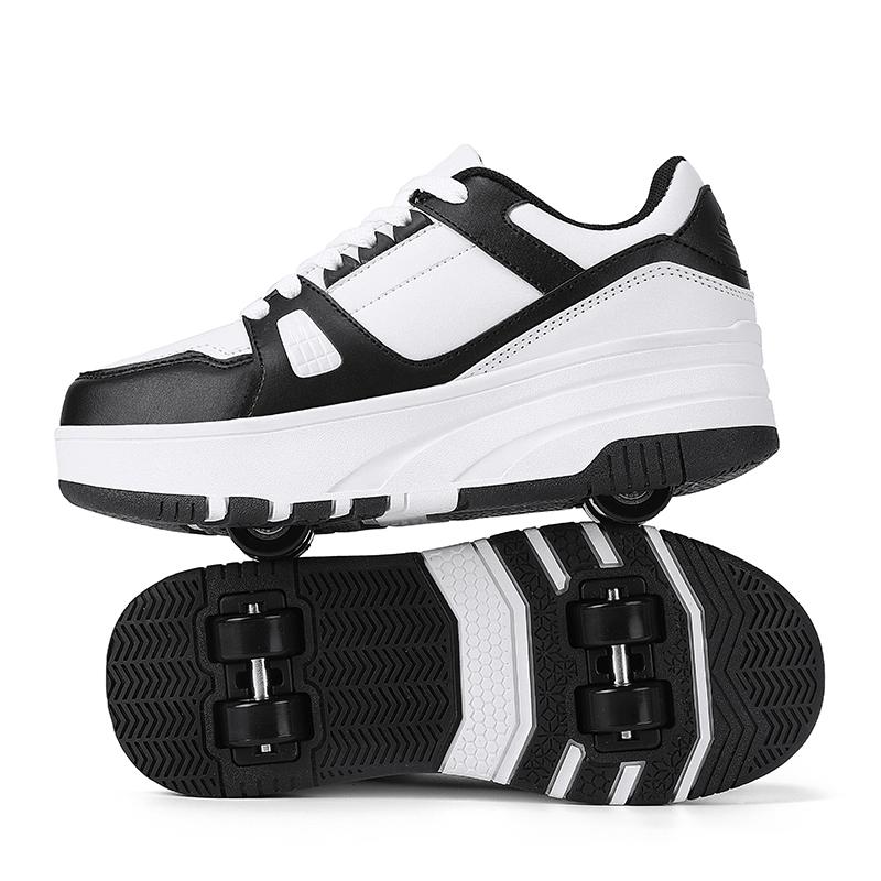

29-40 Детские четырехколесные разборные плоские туфли Runaway Shoes / Колесные скейт-кеды с колесами для женщин 29 чёрный