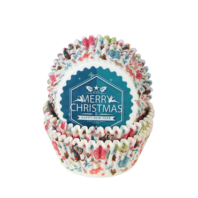 100Pcs Christmas Cupcake Paper Cups Muffin Cupcake Liners Merry Christmas Cake Mold Baking Cup Home Christmas Cake Decorations