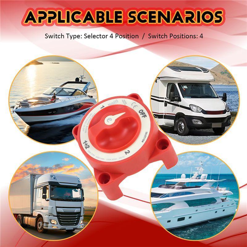N60R-DC 32V 350A Battery Switch 4-Position Selector Marine Boat Battery Selector Switch Disconnect For Marine Boat