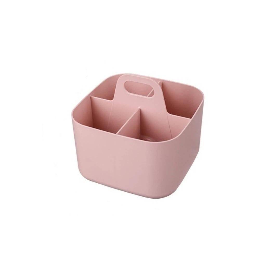 Plastic Cosmetic Organiser Multi-compartment Portable Storage Box Utility Container Bathroom розовый