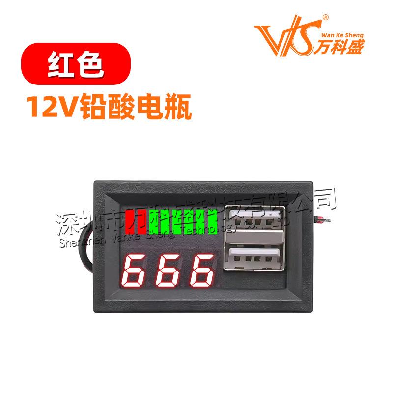12V Battery Voltage and Charge Level Monitor for Lead Acid Batteries Digital Display Panel with USB Output for Automotive and Marine Use
