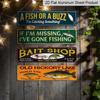 2D Flat 4Pair/Set Rustic Fishing Quote Aluminium Decorative Sign, Bass Fish Fishing Lure Vintage Aluminum Wall Plaque, Farmhouse Cabin Man Cave